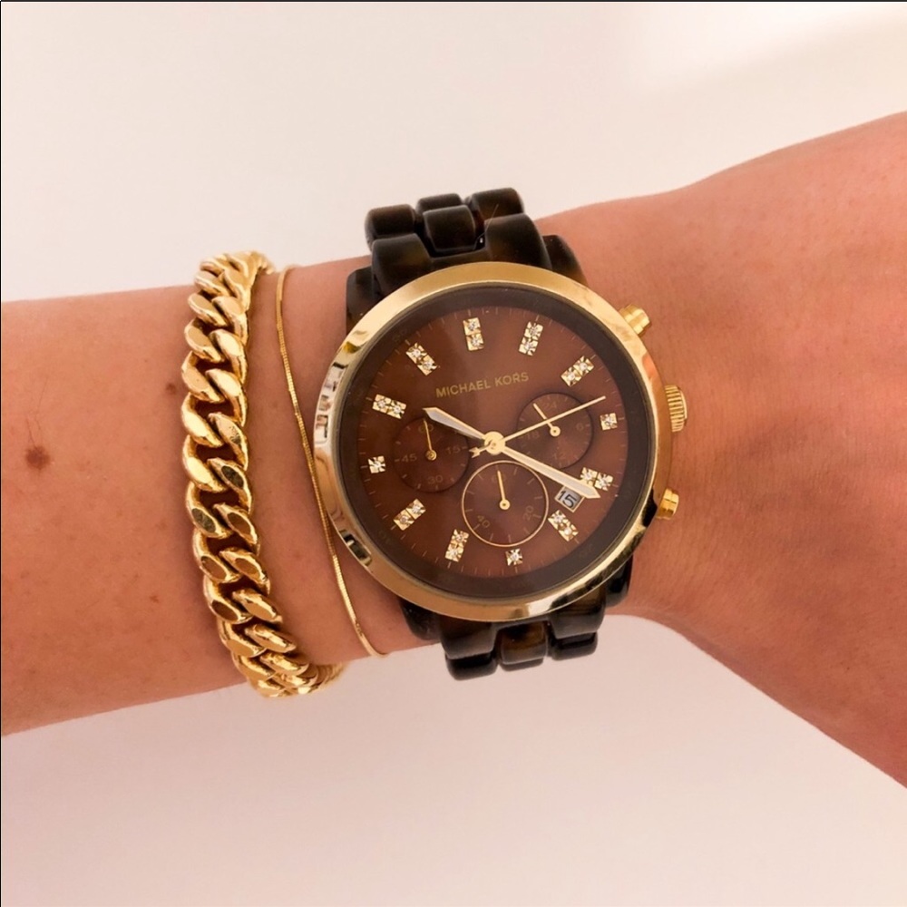 Michael Kors Authentic Tortoise Shell & Gold Watch